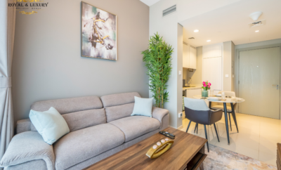 Amazing Lake and Dubai Skyline View